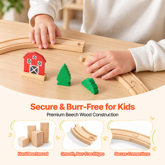 KFFKFF 39-Piece Wooden Railway Adventure Set