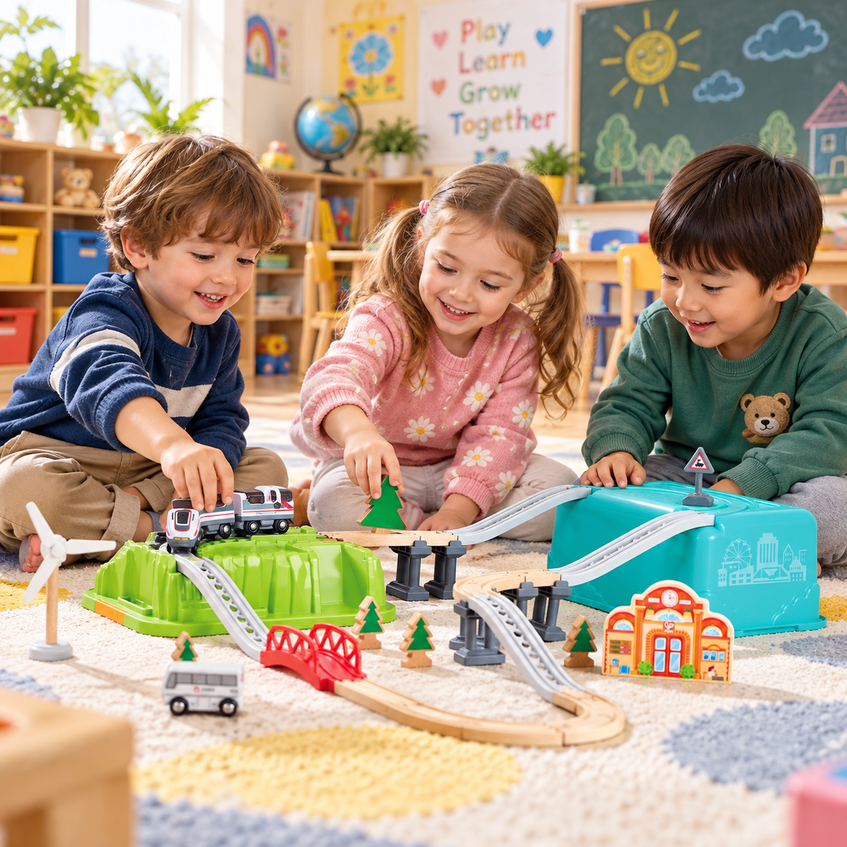 Hape Wooden Farmyard Train & Animal Play Set