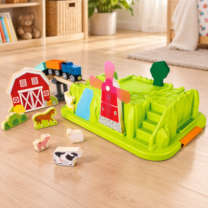Hape Wooden Farmyard Train & Animal Play Set