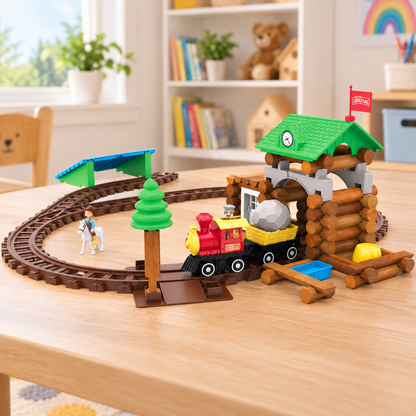 LINCOLN LOGS 101-Piece Sawmill Express Train Set