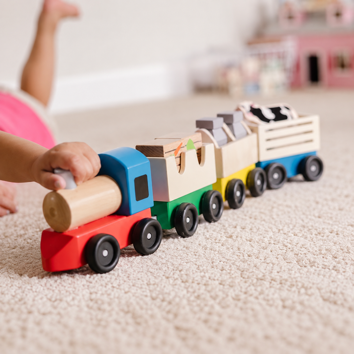 Melissa & Doug Classic Wooden Farm Train Set