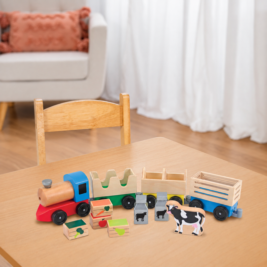 Melissa & Doug Classic Wooden Farm Train Set