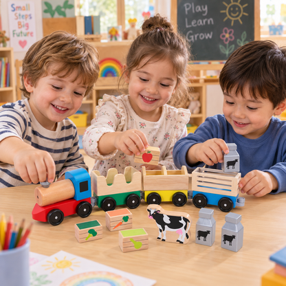 Melissa & Doug Classic Wooden Farm Train Set