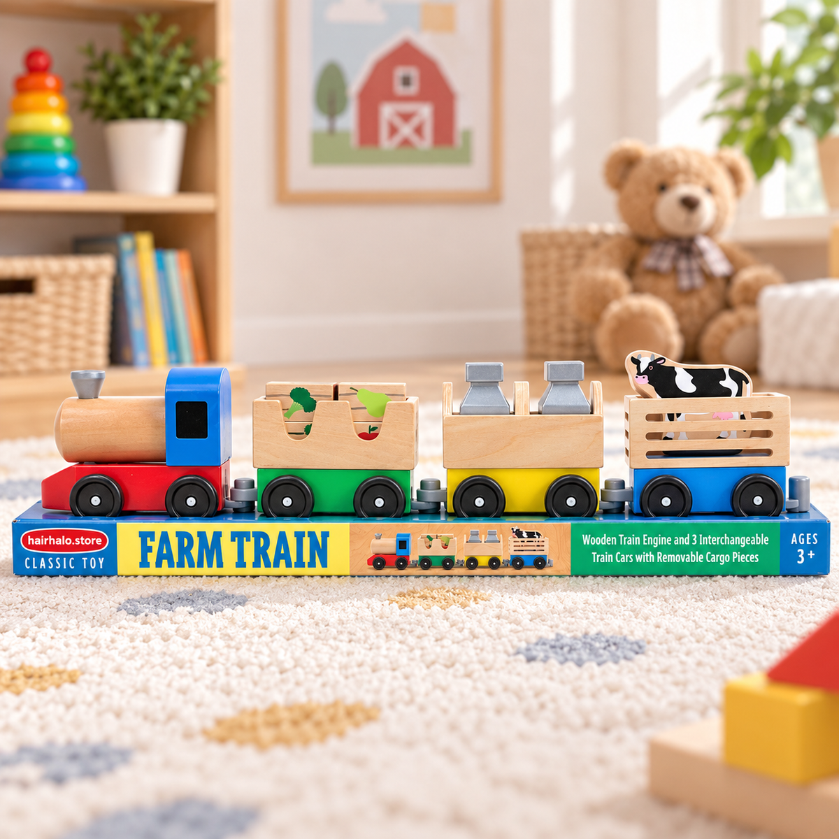 Melissa & Doug Classic Wooden Farm Train Set