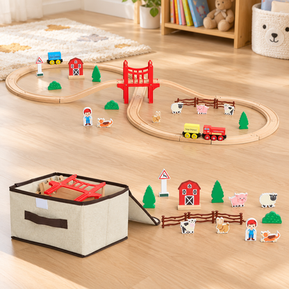 KFFKFF 39-Piece Wooden Railway Adventure Set