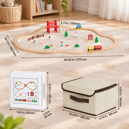 KFFKFF 39-Piece Wooden Railway Adventure Set