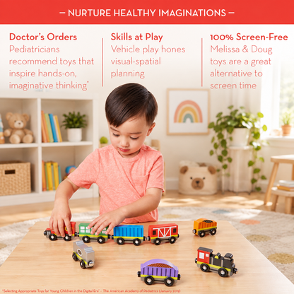 Melissa & Doug 8-Piece Wooden Magnetic Train Set