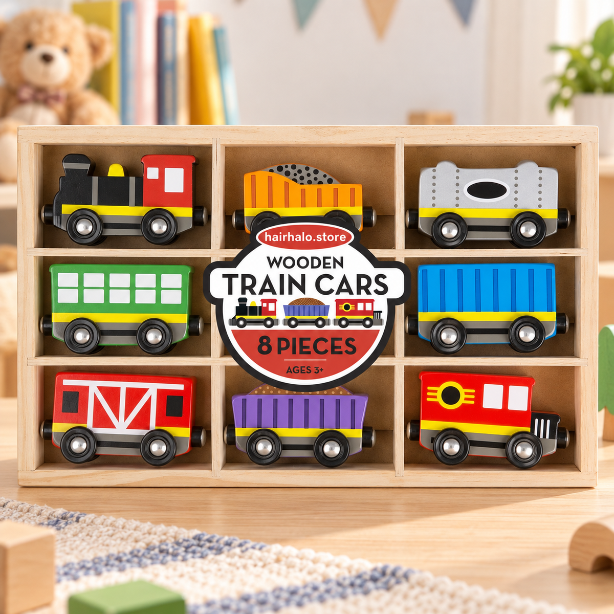 Melissa & Doug 8-Piece Wooden Magnetic Train Set