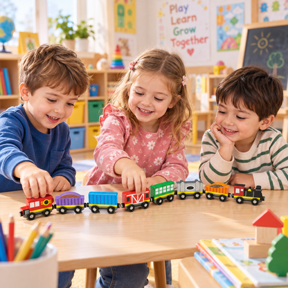 Melissa & Doug 8-Piece Wooden Magnetic Train Set