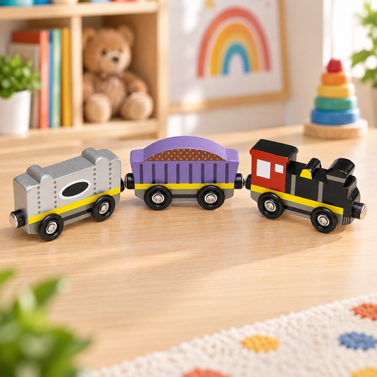 Melissa & Doug 8-Piece Wooden Magnetic Train Set